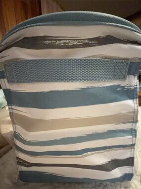 Striped Blue, Gray & White Lunch Tote